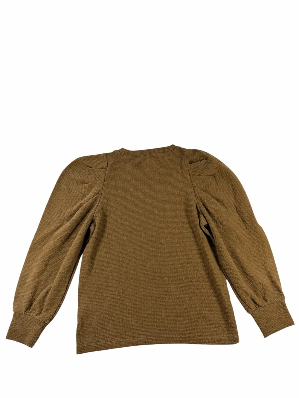 Madewell Puff-Sleeve Pleated Long Sleeve Top in Olive Green Size Medium